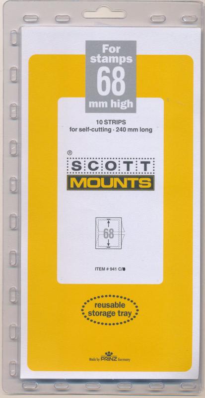 Prinz Scott Stamp Mount 68/240 mm - CLEAR (Pack of 10) (68x240 68mm) STRIP  941C