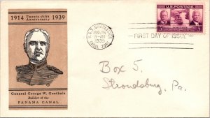 FDC 1939  SC #856 Linprint Cachet - USS Charleston CZ - Single - F68214