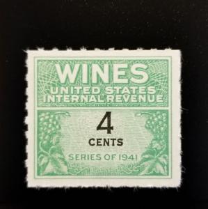 1942 4c U.S. Internal Revenue, Cordial & Wine, Green Scott RE116 Mint NH