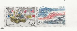 FRANCE Sc 2428-9 NH issue of 1994 - WORLD WAR II