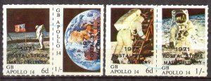 British Postal Strike 1971 Space Apollo 14 2 pairs Used