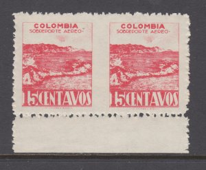 Colombia, Sanabria 166c MNH. 1945 15c rose San Sabastian Fort, imperf between VF