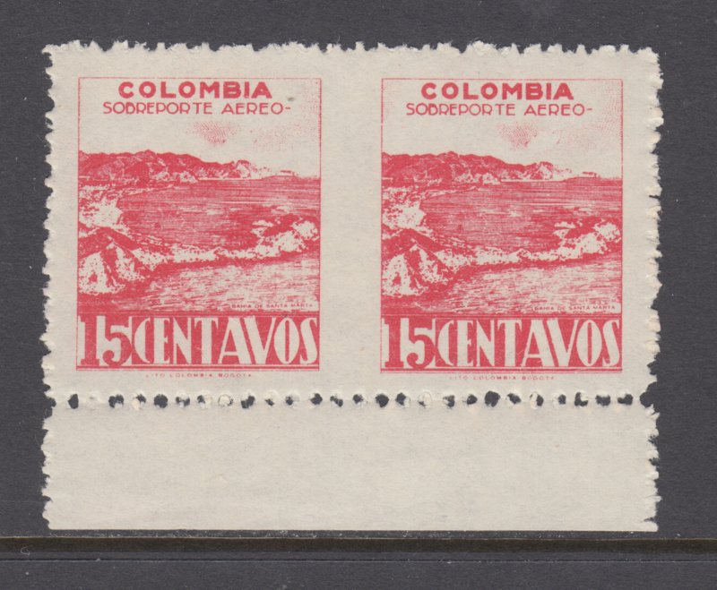 Colombia, Sanabria 166c MNH. 1945 15c rose San Sabastian Fort, imperf between VF
