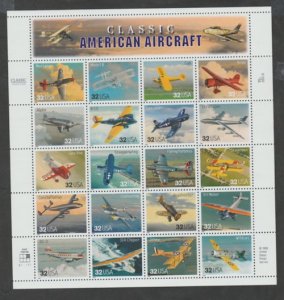 U.S. Scott #3142 Airplane Stamps - Mint NH Sheet - UR Plate