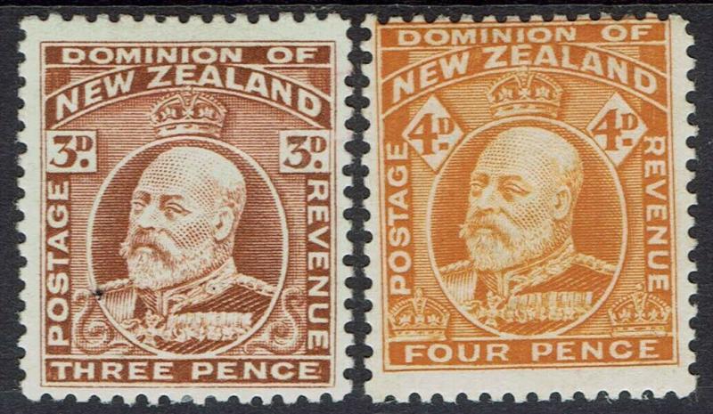 NEW ZEALAND 1909 KEVII 3D AND 4D PERF 14 X 14.5 