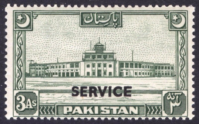 Pakistan 1949 3a Olive Green OFFICIAL SG O30 Sc O30 VLMM/MVLH Cat £40($50)