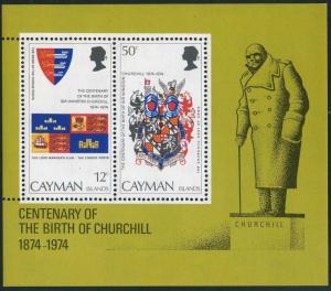 Cayman 352-353,353a,MNH.Michel 347-348,Bl.6. Sir Winston Churchill-100,1974.