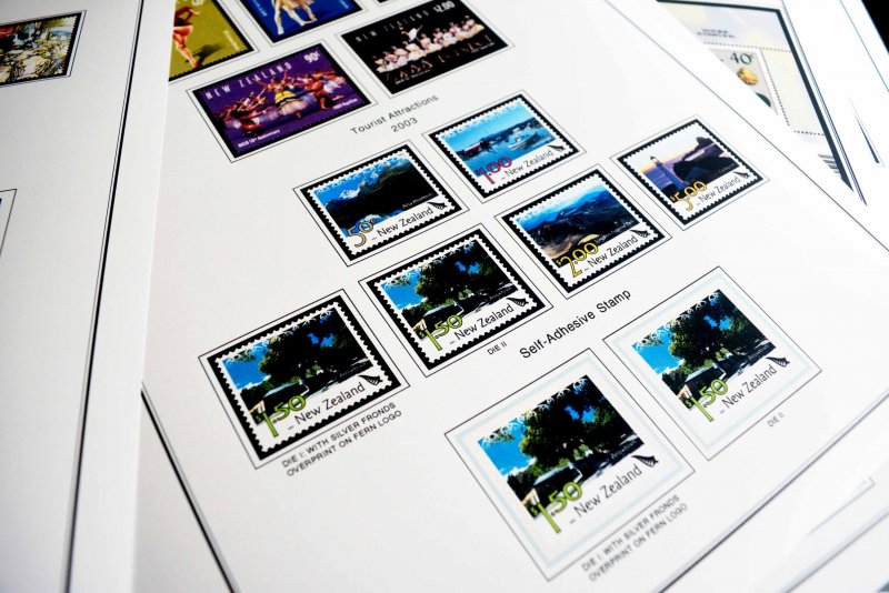 COLOR PRINTED NEW ZEALAND 2000-2004 STAMP ALBUM PAGES (88 illustrated pages)