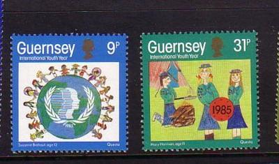 Guernsey Sc 316-7 1985 International Youth Year stamp set mint NH