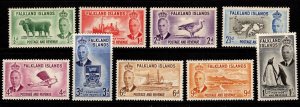 KAPPYSTAMPS  FALKLAND ISLANDS SCOTT 107-115 SHORT SET HINGED CV $75 G971