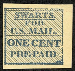 US Local #136L14 Swartz's, VF mint no gum, light blue shade, nice stamp!