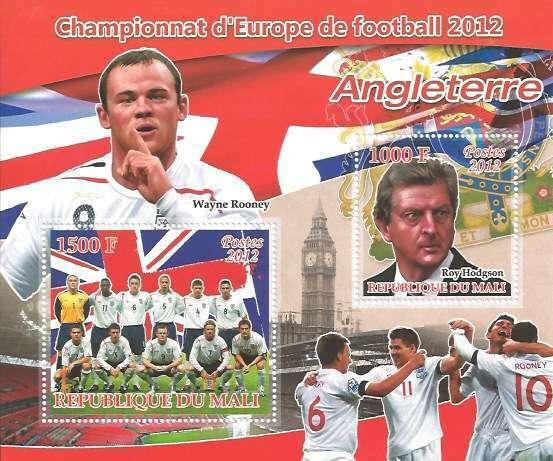European Football 2012 - England National Team - 2 Stamp Sheet 13H-306