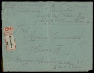 Austria WWI 1915 Mitrowika Hungary Stamp Registered Feldpost G72427