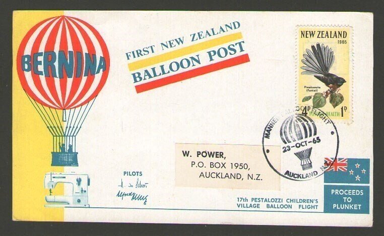 New Zealand 1965 First Balloon Post Card