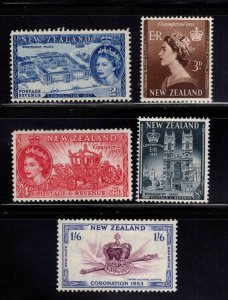 New Zealand Scott 280-284 MNH** 1953 complete QE2 set