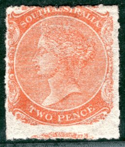 SOUTH AUSTRALIA QV SG.164 2d Orange-Red (1869) ROULETTTE Mint Cat £190 LBLUE16