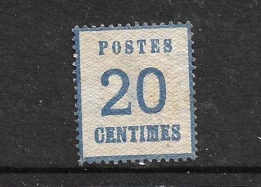 ALSACE & LORRAINE 1870  20c BLUE  MNG  Mi 6  TYPE 1