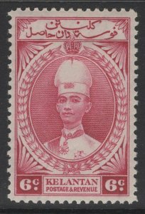 MALAYA KELANTAN SG44 1937 6c LAKE MTD MINT 