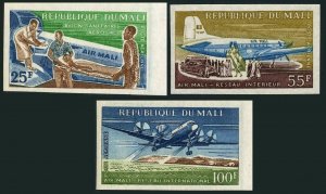 Mali C16-C18 imperf,MNH.Mi 72B-74B. Air Mail 1963.Air ambulance,Vickers Viscount