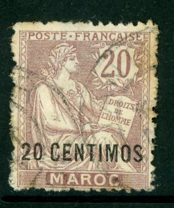 Morocco 1902 French Maroc 20¢/20¢ Scott #17 VFU I457