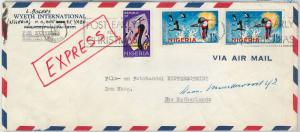 62913 - NIGERIA - POSTAL HISTORY - EXPRESS AIRMAIL COVER to HOLLAND 1966 - BIRDS 