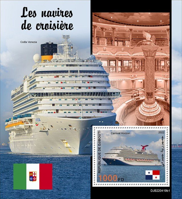 DJIBUTI - 2022 - Cruise Ships - Perf Souv Sheet - Mint Never Hinged