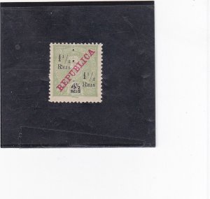 PORTUGUESE INDIA SURCHARGED STAMP 1 1/2r. s/ 4 1/2 r.   (1911-13)