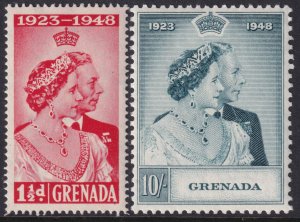 Grenada Sc# 145 / 146 QE 1948 Silver Wedding complete set MLH CV $21.75