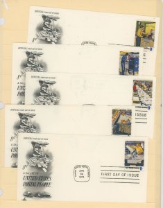 US 1494-98 1973 Postal Employees 5 U/A FDC's