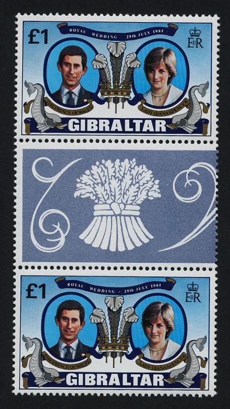 Gibraltar 406 gutter pair MNH Prince Charles, Princess Diana Wedding