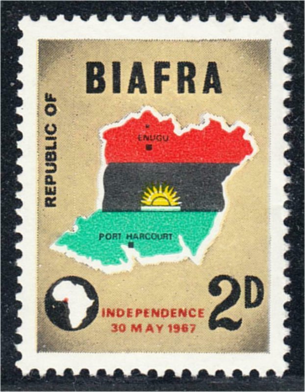 Biafra 1968 Declaration of Independence #1 Map and Flag