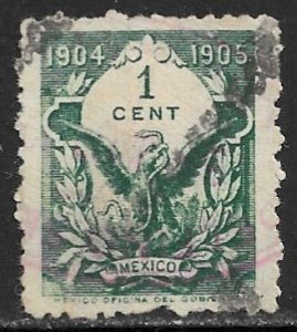 MEXICO REVENUES 1904-05 1c Documentary Tax Illegible Control Used DO322