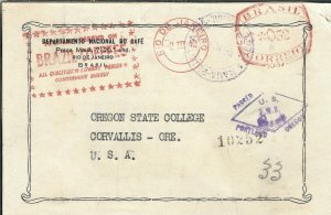 Scarce Parcel Label, Rio de Janeiro, Brazil to Corvallis, Or, 1942 (48304)
