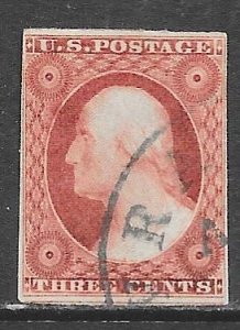 USA 11A: 3c Washington, dull red, used, imperf