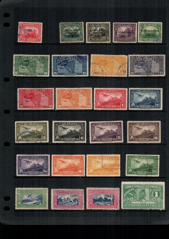 Nicaragua  25  diff used and mint lot collection