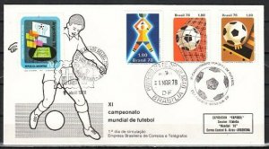 Brazil, Scott cat. 1550-1552. World Cup Soccer issue. Combo First day cover. ^