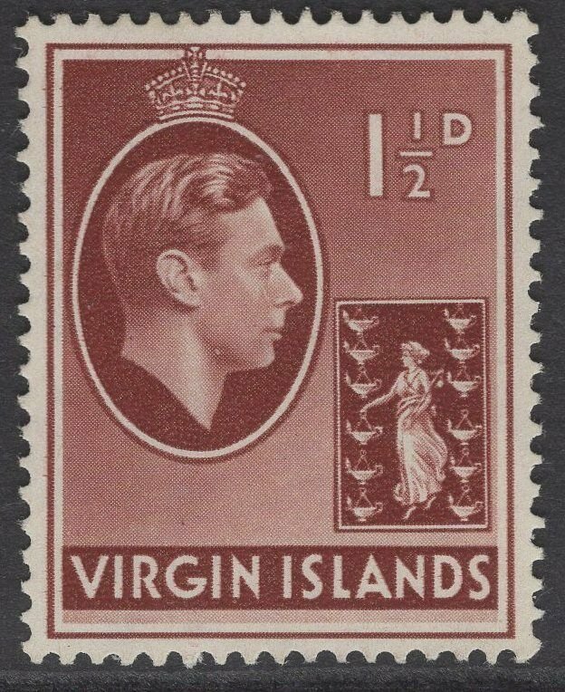 VIRGIN ISLANDS SG112a 1943 1½d RED-BROWN ORD PAPER MTD MINT