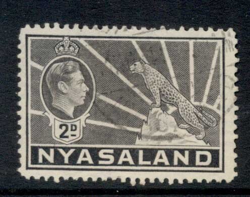 Nyasaland 1938-44 KGVI & Leopard 2d grey FU