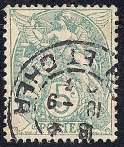 France #113 5C Liberty, SUPER CANCEL Green Stamp used F-VF 