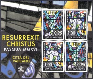 2016 Vatican, Easter Stained Glass by Janos Hajnal, No. 1733-34 Minifoil of 2 pa