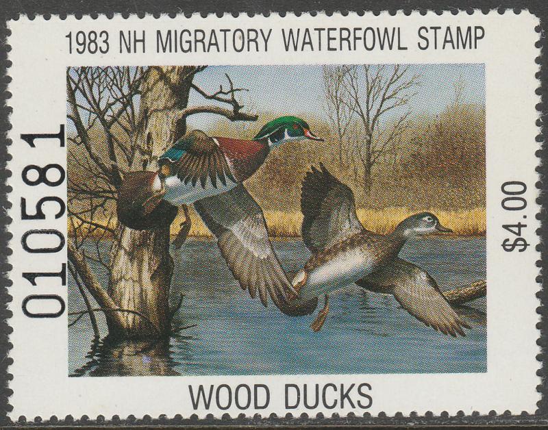 U.S.-NEW HAMPSHIRE 1, STATE DUCK HUNTING PERMIT STAMP. MINT, NH. VF