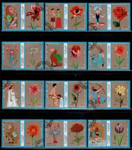 Sharjah & Dep ~ Group of 12 Different ~ Zodiac, Flowers ~ CTO, NH