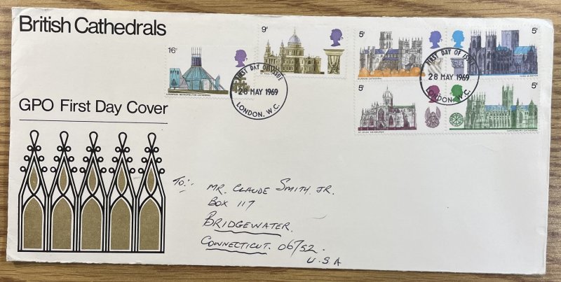 GB #589-594 Used F/VF GPO First Day Cover - Cathedrals 1969 [CVR199]