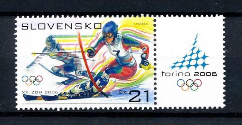[92389] Slovakia 2006 Olympic Games Turin Torino Slalom Skiing With Label MNH