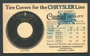 1932 Indianapolis Saddlery Corp. Chrysler Tire Covers - Indianapolis, Indiana