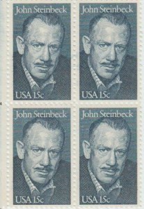 1979 John E Steinbeck Block of 4 15c Postage Stamps, Sc# 1773, MNH, OG