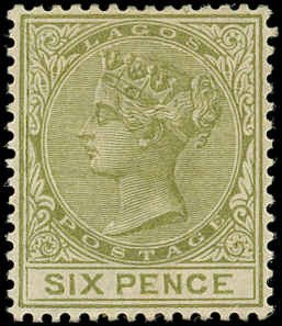 LAGOS Scott 26 VF Mint Hinged - 1886 6p Queen Victoria - See Description