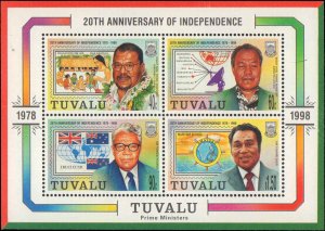 Tuvalu #785-788a, Complete Set(5), 1998, Never Hinged