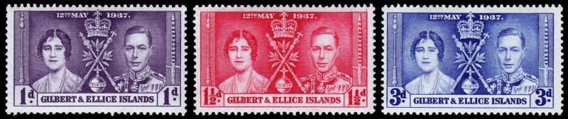 Gilbert & Ellice Islands Scott 37-39 (1937) Mint NH F-VF C