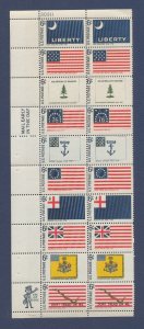 USA - Scott 1345-1354 - MNH - 6 ct Flags plate block of 20 - #30311 -  1968